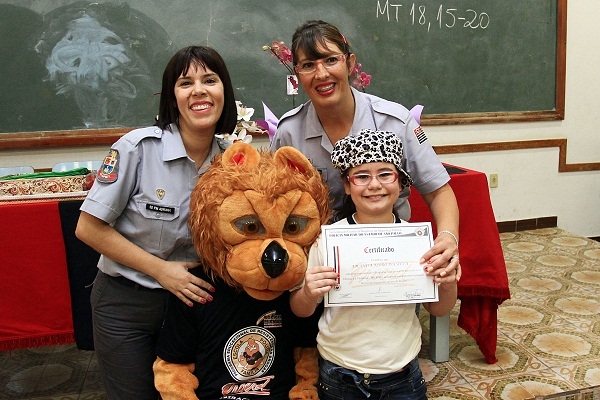 Policiais militares na última formatura do projeto em agosto